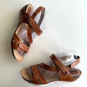 Josef Seibel Hailey 33 Wedge Strappy Studded Brown Comfort Sandal EU 39 US 8 8.5